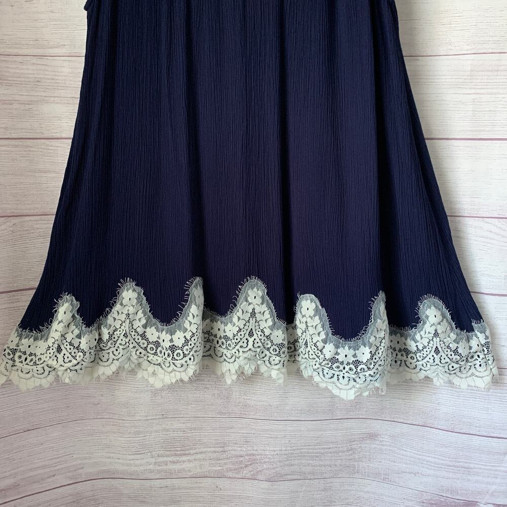 Umgee Navy Blue and Cream Lace Tunic Swing Dress Sleeveless Size XL - Picture 12 of 16
